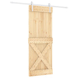 Sliding Door with Hardware Set 80x210 cm Solid Wood Pine - Front View