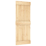 Sliding Door with Hardware Set 80x210 cm Solid Wood Pine - Side View
