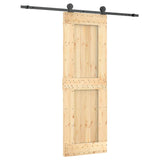 Sliding Door with Hardware Set 70x210 cm Solid Wood Pine - Front View