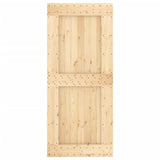 Sliding Door with Hardware Set 90x210 cm Solid Wood Pine - Top-Down View