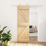 Sliding Door with Hardware Set 70x210 cm Solid Wood Pine