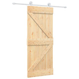 Sliding Door with Hardware Set 85x210 cm Solid Wood Pine - Front View