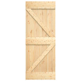 Sliding Door with Hardware Set 80x210 cm Solid Wood Pine - Top-Down View