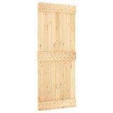 Sliding Door with Hardware Set 85x210 cm Solid Wood Pine - Side View