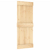 Sliding Door with Hardware Set 80x210 cm Solid Wood Pine - Side View