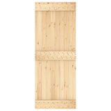 Sliding Door with Hardware Set 80x210 cm Solid Wood Pine - Top-Down View