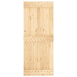 Sliding Door with Hardware Set 85x210 cm Solid Wood Pine - Top-Down View