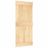 Sliding Door with Hardware Set 90x210 cm Solid Wood Pine - Side View