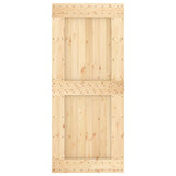 Sliding Door with Hardware Set 90x210 cm Solid Wood Pine - Top-Down View
