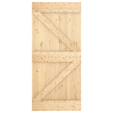 Sliding Door with Hardware Set 95x210 cm Solid Wood Pine - Top-Down View