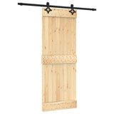 Sliding Door with Hardware Set 80x210 cm Solid Wood Pine - Front View