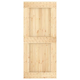 Sliding Door with Hardware Set 90x210 cm Solid Wood Pine - Top-Down View