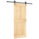 Sliding Door with Hardware Set 85x210 cm Solid Wood Pine - Front View