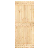 Sliding Door with Hardware Set 85x210 cm Solid Wood Pine - Top-Down View