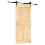 Sliding Door with Hardware Set 90x210 cm Solid Wood Pine - Front View