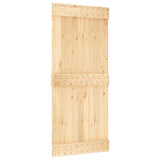 Sliding Door with Hardware Set 90x210 cm Solid Wood Pine - Side View
