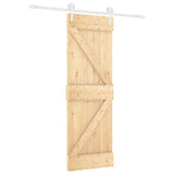 Sliding Door with Hardware Set 70x210 cm Solid Wood Pine - Front View