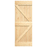 Sliding Door with Hardware Set 70x210 cm Solid Wood Pine - Top-Down View