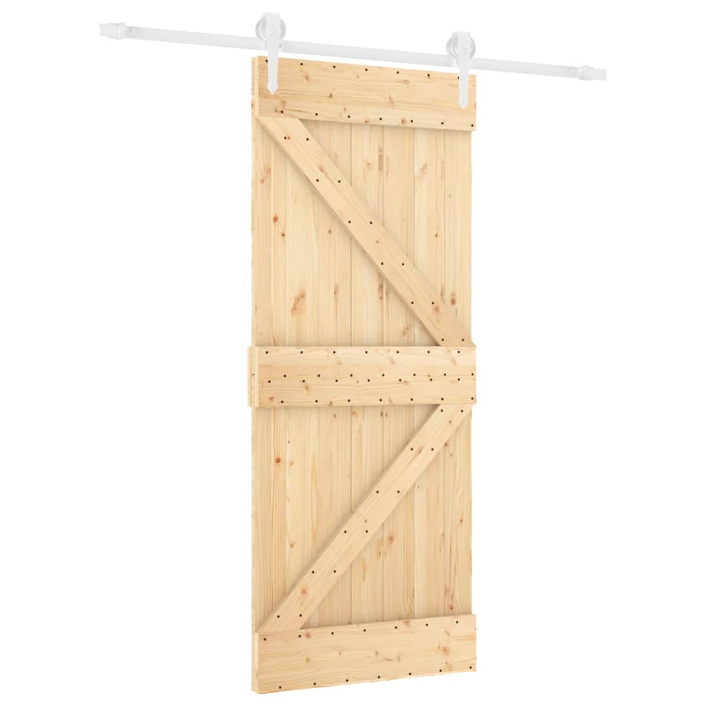 Sliding Door with Hardware Set 85x210 cm Solid Wood Pine