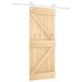 Sliding Door with Hardware Set 85x210 cm Solid Wood Pine - Front View
