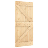 Sliding Door with Hardware Set 90x210 cm Solid Wood Pine - Side View