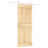 Sliding Door with Hardware Set 80x210 cm Solid Wood Pine - Front View