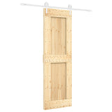 Sliding Door with Hardware Set 70x210 cm Solid Wood Pine - Front View