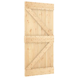 Sliding Door with Hardware Set 95x210 cm Solid Wood Pine - Side View