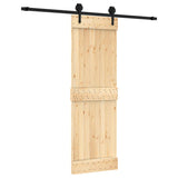 Sliding Door with Hardware Set 70x210 cm Solid Wood Pine - Front View