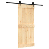 Sliding Door with Hardware Set 90x210 cm Solid Wood Pine - Front View
