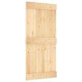 Sliding Door with Hardware Set 95x210 cm Solid Wood Pine - Side View