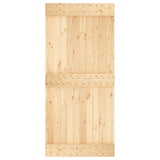 Sliding Door with Hardware Set 95x210 cm Solid Wood Pine - Top-Down View