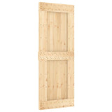 Sliding Door with Hardware Set 80x210 cm Solid Wood Pine - Side View