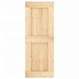 Sliding Door with Hardware Set 80x210 cm Solid Wood Pine - Top-Down View