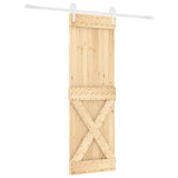 Sliding Door with Hardware Set 80x210 cm Solid Wood Pine - Front View