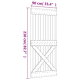 Sliding Door with Hardware Set 90x210 cm Solid Wood Pine - Extra Image