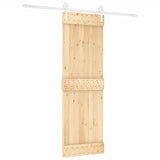 Sliding Door with Hardware Set 70x210 cm Solid Wood Pine - Front View