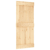 Sliding Door with Hardware Set 90x210 cm Solid Wood Pine - Side View