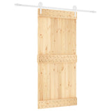 Sliding Door with Hardware Set 95x210 cm Solid Wood Pine - Front View