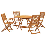 5 Piece Garden Dining Set Solid Wood Acacia - Front View