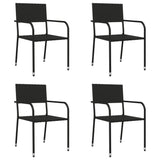 5 Piece Garden Dining Set Black Poly Rattan and Steel - Side View