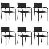7 Piece Garden Dining Set Black Poly Rattan and Steel - Side View