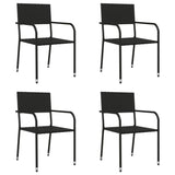 5 Piece Garden Dining Set Black Poly Rattan and Steel - Side View