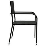 5 Piece Garden Dining Set Black Poly Rattan and Steel - Rear View
