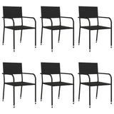 7 Piece Garden Dining Set Black Poly Rattan and Steel - Side View