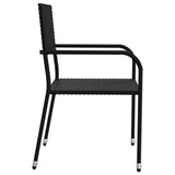 7 Piece Garden Dining Set Black Poly Rattan and Steel - Rear View