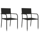 3 Piece Garden Dining Set Black Poly Rattan and Steel - Side View