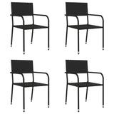 5 Piece Garden Dining Set Black Poly Rattan and Steel - Side View