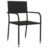 5 Piece Garden Dining Set Black Poly Rattan and Steel - Top-Down View