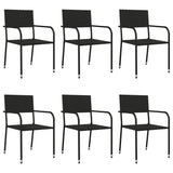 7 Piece Garden Dining Set Black Poly Rattan and Steel - Side View